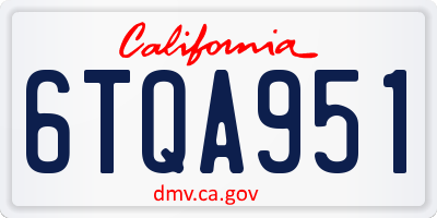 CA license plate 6TQA951