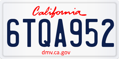 CA license plate 6TQA952