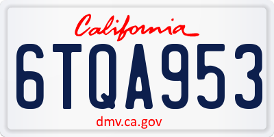 CA license plate 6TQA953