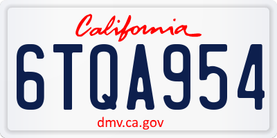 CA license plate 6TQA954