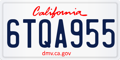 CA license plate 6TQA955