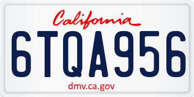 CA license plate 6TQA956