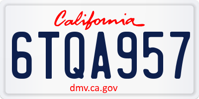 CA license plate 6TQA957