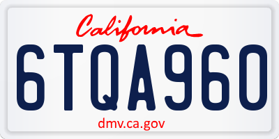 CA license plate 6TQA960