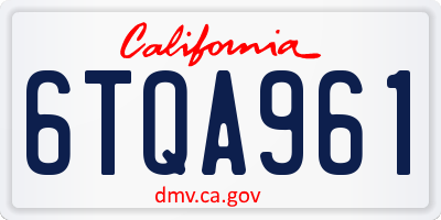 CA license plate 6TQA961