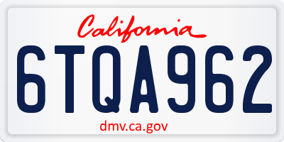 CA license plate 6TQA962