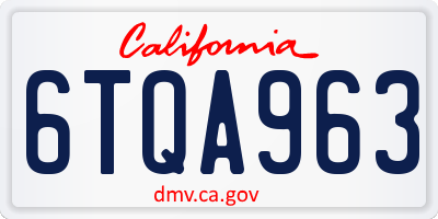 CA license plate 6TQA963