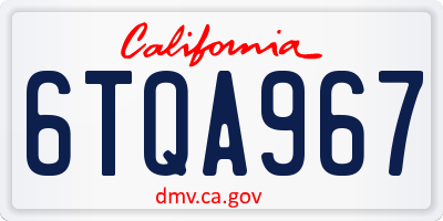 CA license plate 6TQA967