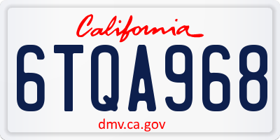 CA license plate 6TQA968