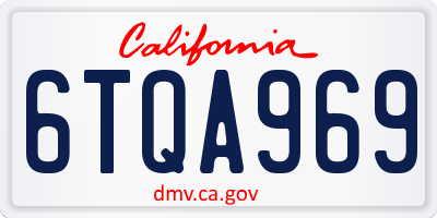 CA license plate 6TQA969