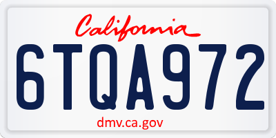 CA license plate 6TQA972