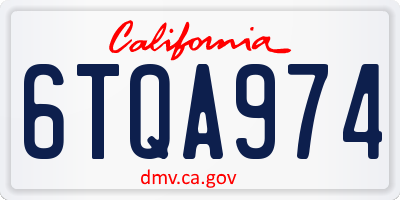 CA license plate 6TQA974