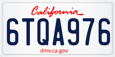 CA license plate 6TQA976