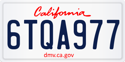 CA license plate 6TQA977