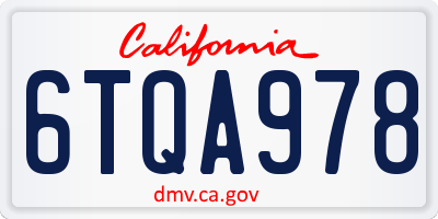 CA license plate 6TQA978