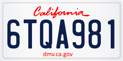 CA license plate 6TQA981