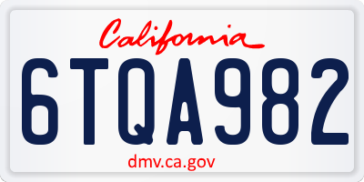 CA license plate 6TQA982