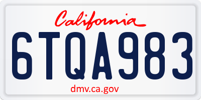 CA license plate 6TQA983