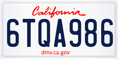 CA license plate 6TQA986