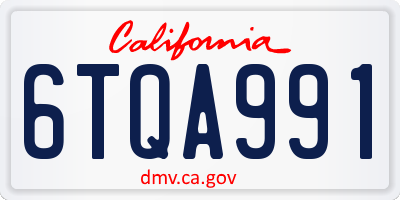 CA license plate 6TQA991