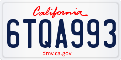 CA license plate 6TQA993