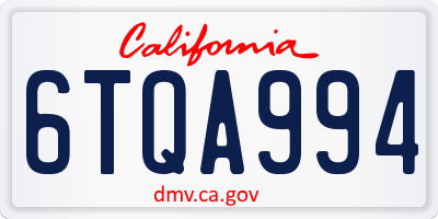 CA license plate 6TQA994