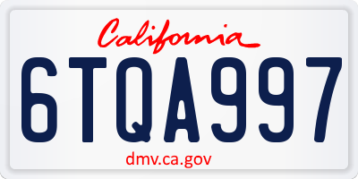 CA license plate 6TQA997