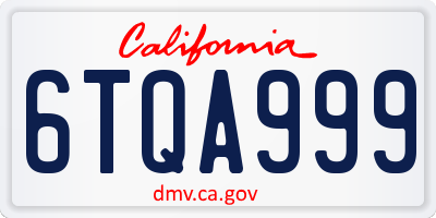 CA license plate 6TQA999