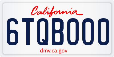 CA license plate 6TQB000