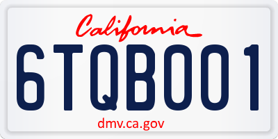 CA license plate 6TQB001