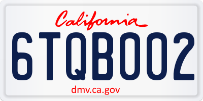 CA license plate 6TQB002