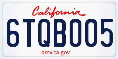 CA license plate 6TQB005