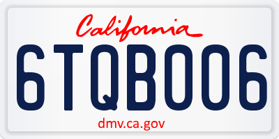 CA license plate 6TQB006