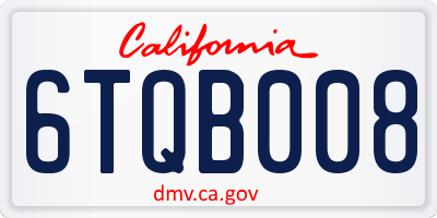 CA license plate 6TQB008