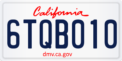 CA license plate 6TQB010