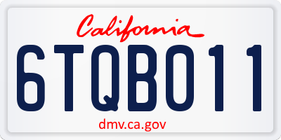 CA license plate 6TQB011