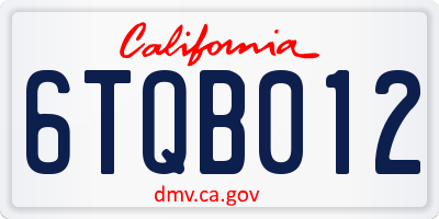 CA license plate 6TQB012