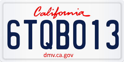 CA license plate 6TQB013