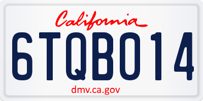 CA license plate 6TQB014