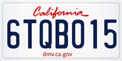 CA license plate 6TQB015