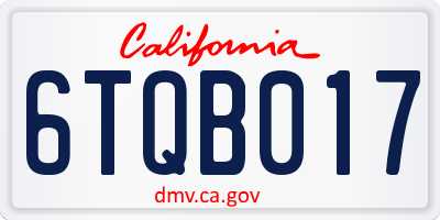 CA license plate 6TQB017