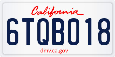 CA license plate 6TQB018