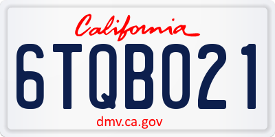 CA license plate 6TQB021