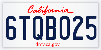 CA license plate 6TQB025