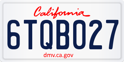 CA license plate 6TQB027