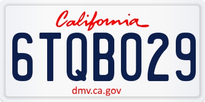 CA license plate 6TQB029