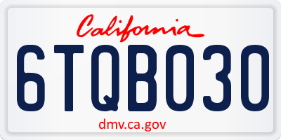 CA license plate 6TQB030