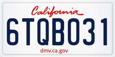 CA license plate 6TQB031