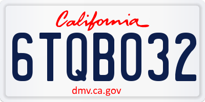 CA license plate 6TQB032