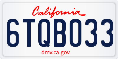 CA license plate 6TQB033